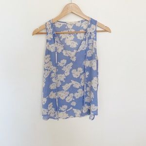 Lush blue & white floral blouse